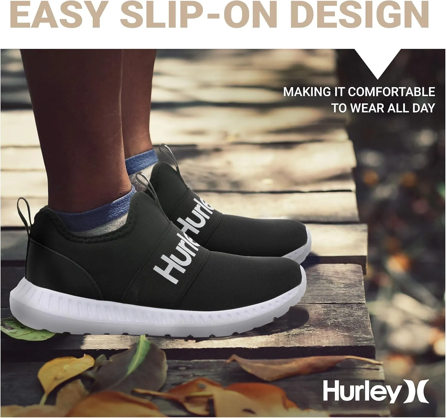 Hurley Camby Kids Slip On Canvas Sneakers  Low Cut Skateboarding Shoes for Kids, Running, Walking, Breathable Sports Shoes for Boys and Girls