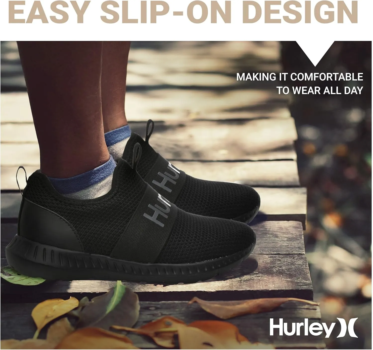 Hurley Camby Kids Slip On Canvas Sneakers – Low Cut Skateboarding Shoes for Kids, Running, Walking, Breathable Sports Shoes for Boys and Girls
