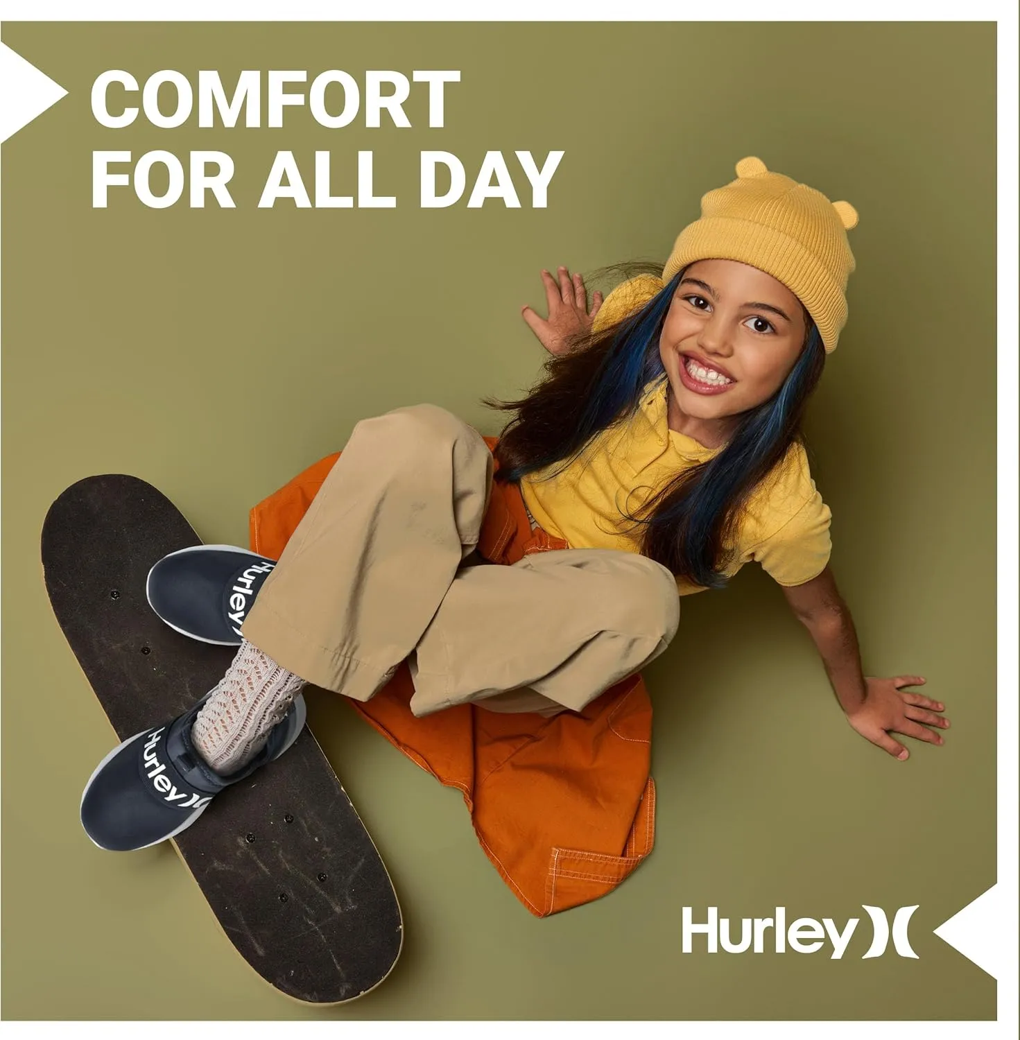 Hurley Camby Kids Slip On Canvas Sneakers  Low Cut Skateboarding Shoes for Kids, Running, Walking, Breathable Sports Shoes for Boys and Girls