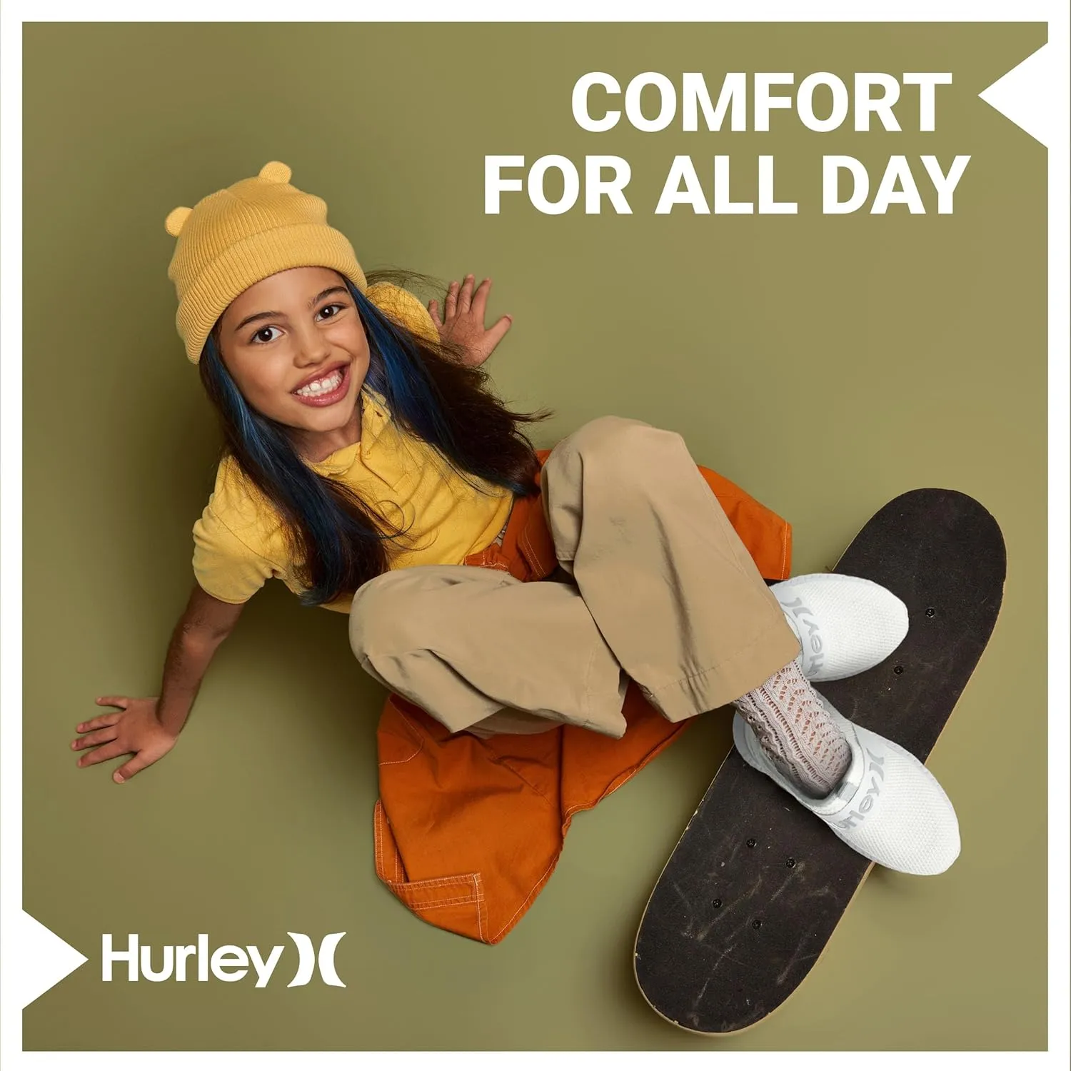 Hurley Camby Kids Slip On Canvas Sneakers  Low Cut Skateboarding Shoes for Kids, Running, Walking, Breathable Sports Shoes for Boys and Girls