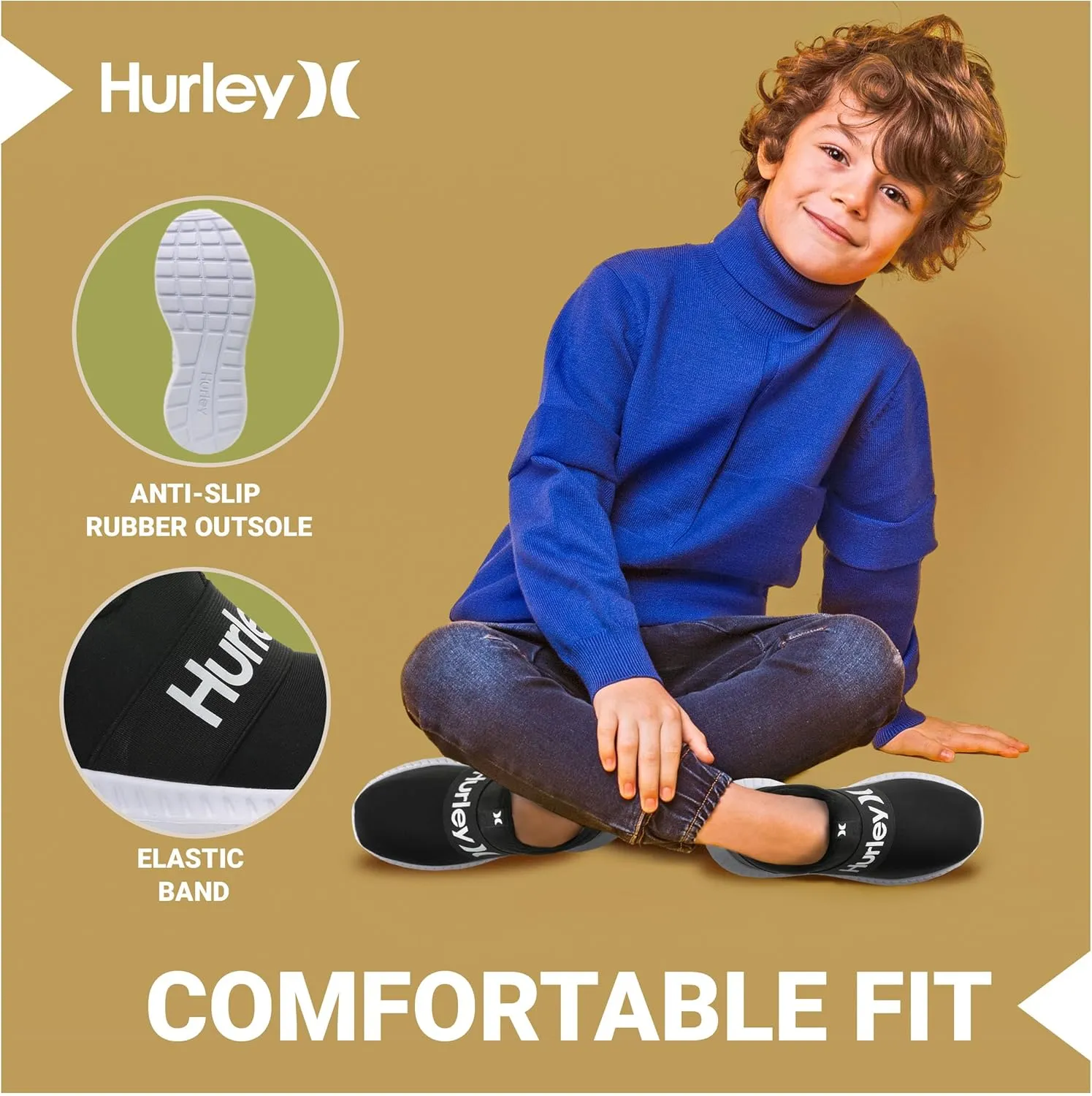 Hurley Camby Kids Slip On Canvas Sneakers  Low Cut Skateboarding Shoes for Kids, Running, Walking, Breathable Sports Shoes for Boys and Girls