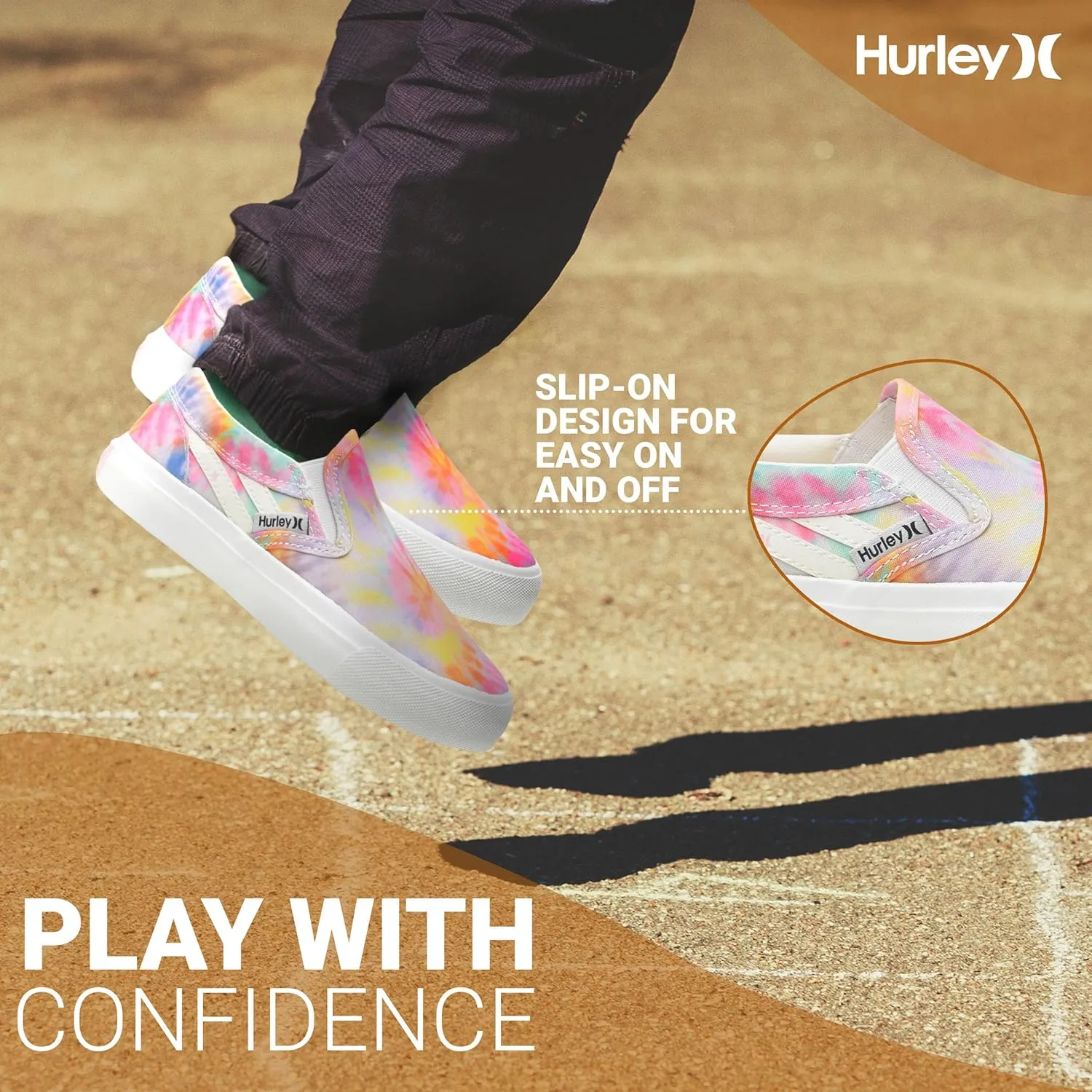 Hurley Kids Canvas Slip On Sneakers  Low Cut Skateboarding Shoes for Kids, Sports Shoes for Boys and Girls, Casual Sneakers