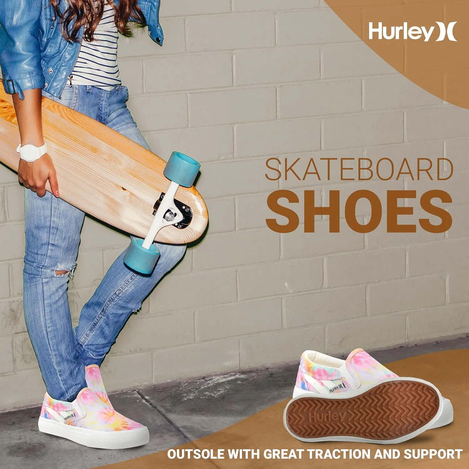 Hurley Kids Canvas Slip On Sneakers  Low Cut Skateboarding Shoes for Kids, Sports Shoes for Boys and Girls, Casual Sneakers