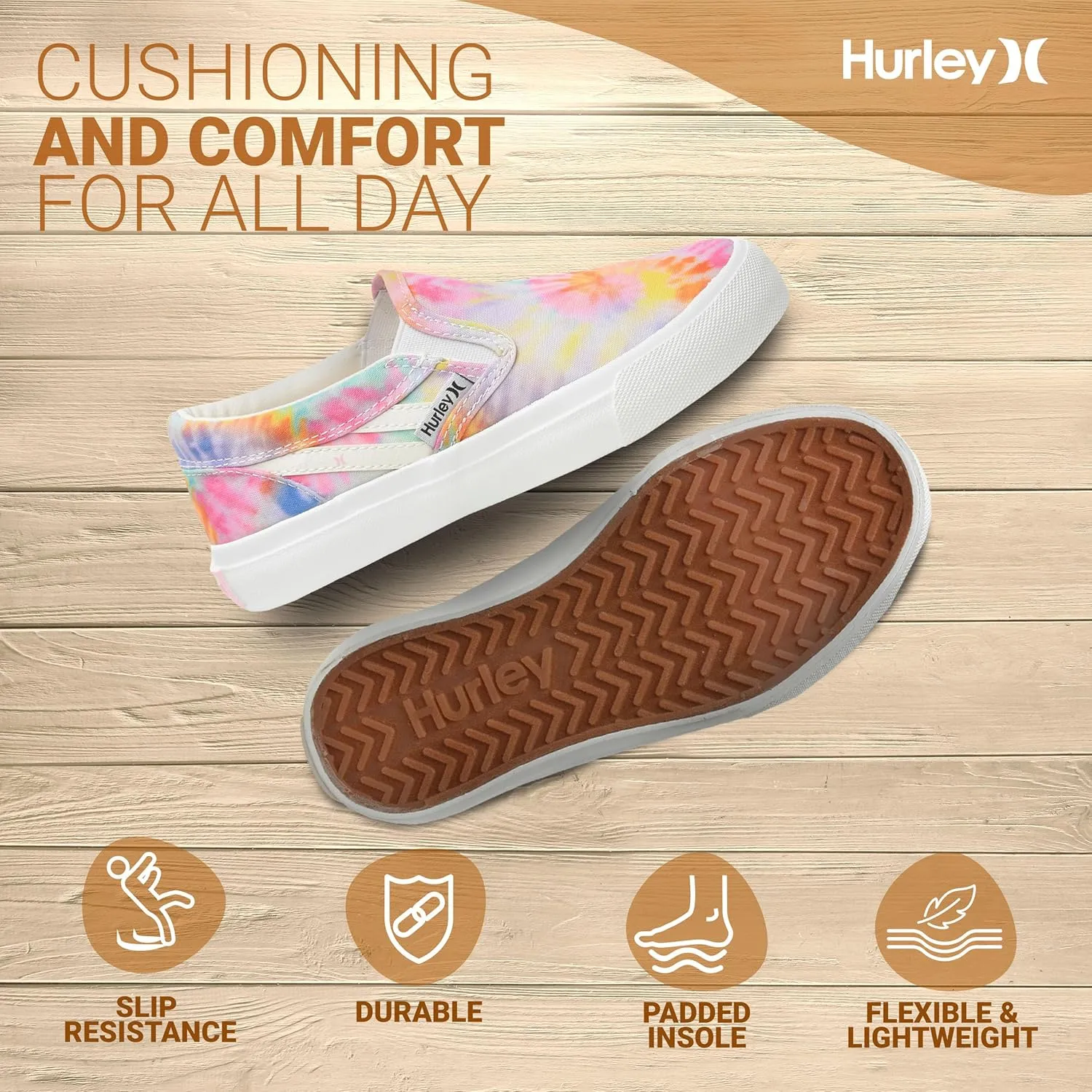 Hurley Kids Canvas Slip On Sneakers  Low Cut Skateboarding Shoes for Kids, Sports Shoes for Boys and Girls, Casual Sneakers