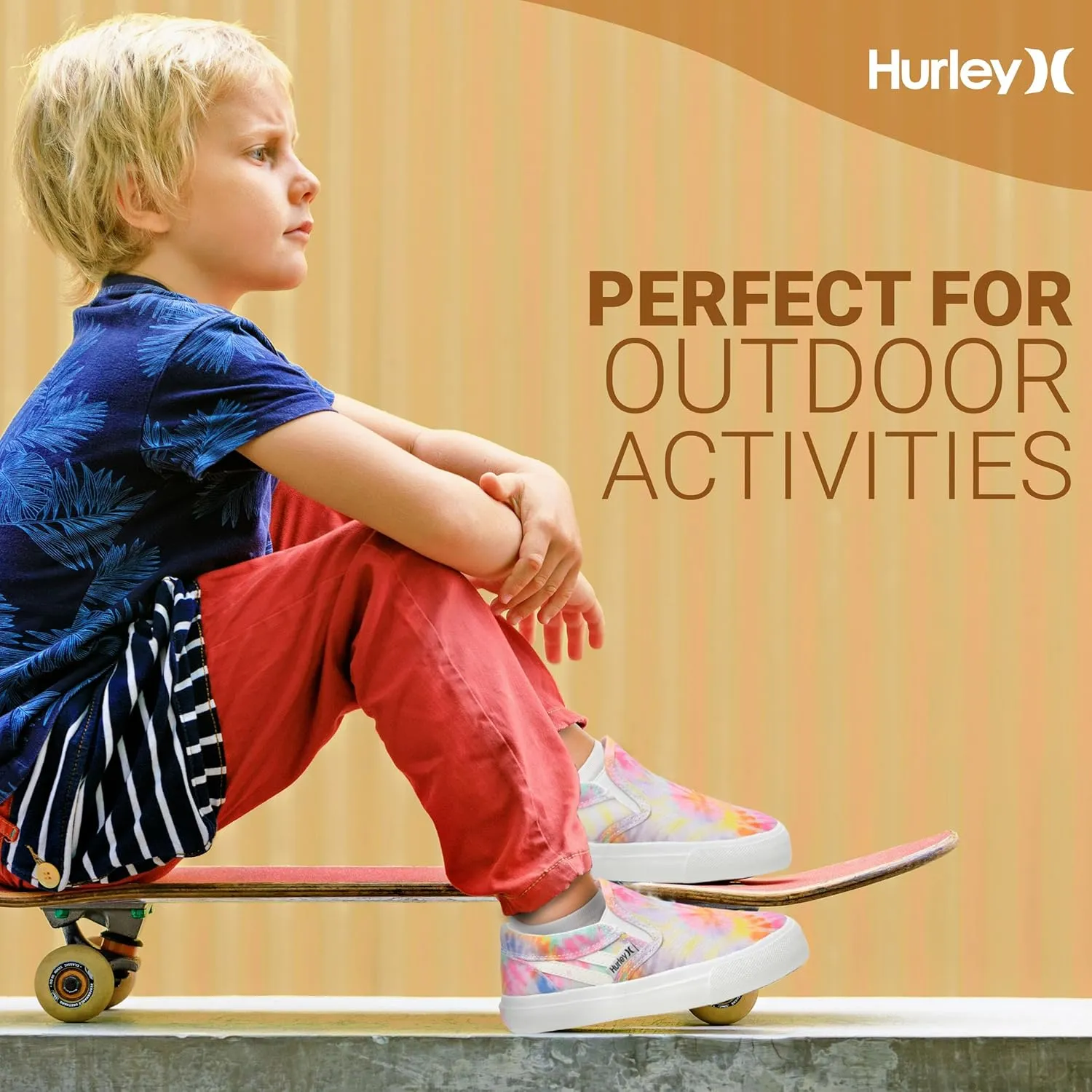 Hurley Kids Canvas Slip On Sneakers  Low Cut Skateboarding Shoes for Kids, Sports Shoes for Boys and Girls, Casual Sneakers