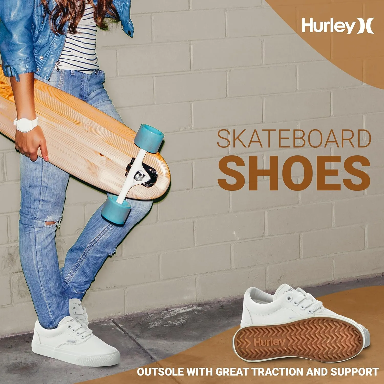 Hurley Marley Kids Lace Up Canvas Sneakers  Low Cut Skateboarding Shoes for Kids, Sports Shoes for Boys and Girls