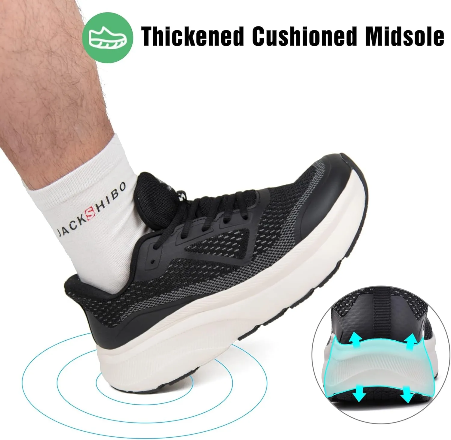 JACKSHIBO Wide Toe Box Shoes for Men Wide Running Shoes Walking Tennis Athletic Gym Workout Cross Training Wide Width Sneakers with Cushion Zero Drop Sole