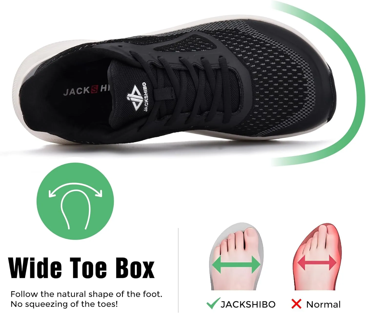 JACKSHIBO Wide Toe Box Shoes for Men Wide Running Shoes Walking Tennis Athletic Gym Workout Cross Training Wide Width Sneakers with Cushion Zero Drop Sole