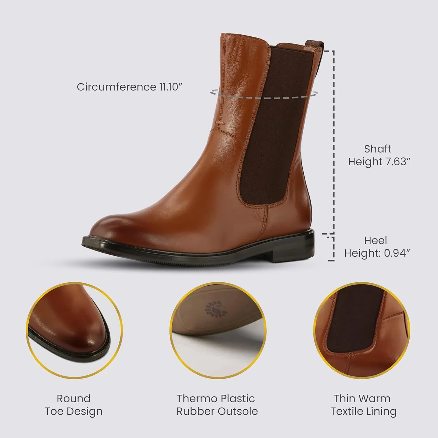 JATAREA Ankle Boots for Women - Stylish Leather with Block Heel Chelsea - Comfortable & Easy Wear Womens Bootie - Cushioned Insole for Comfort - Fashionable and Versatile Design - BELA