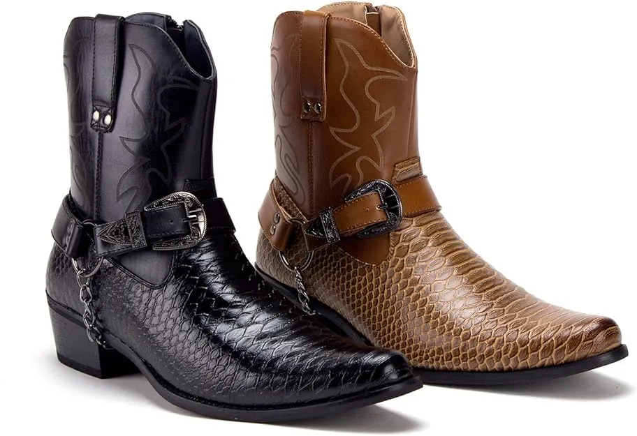 Jazame Men's Western Ankle High Cowboy Riding Dress Boots