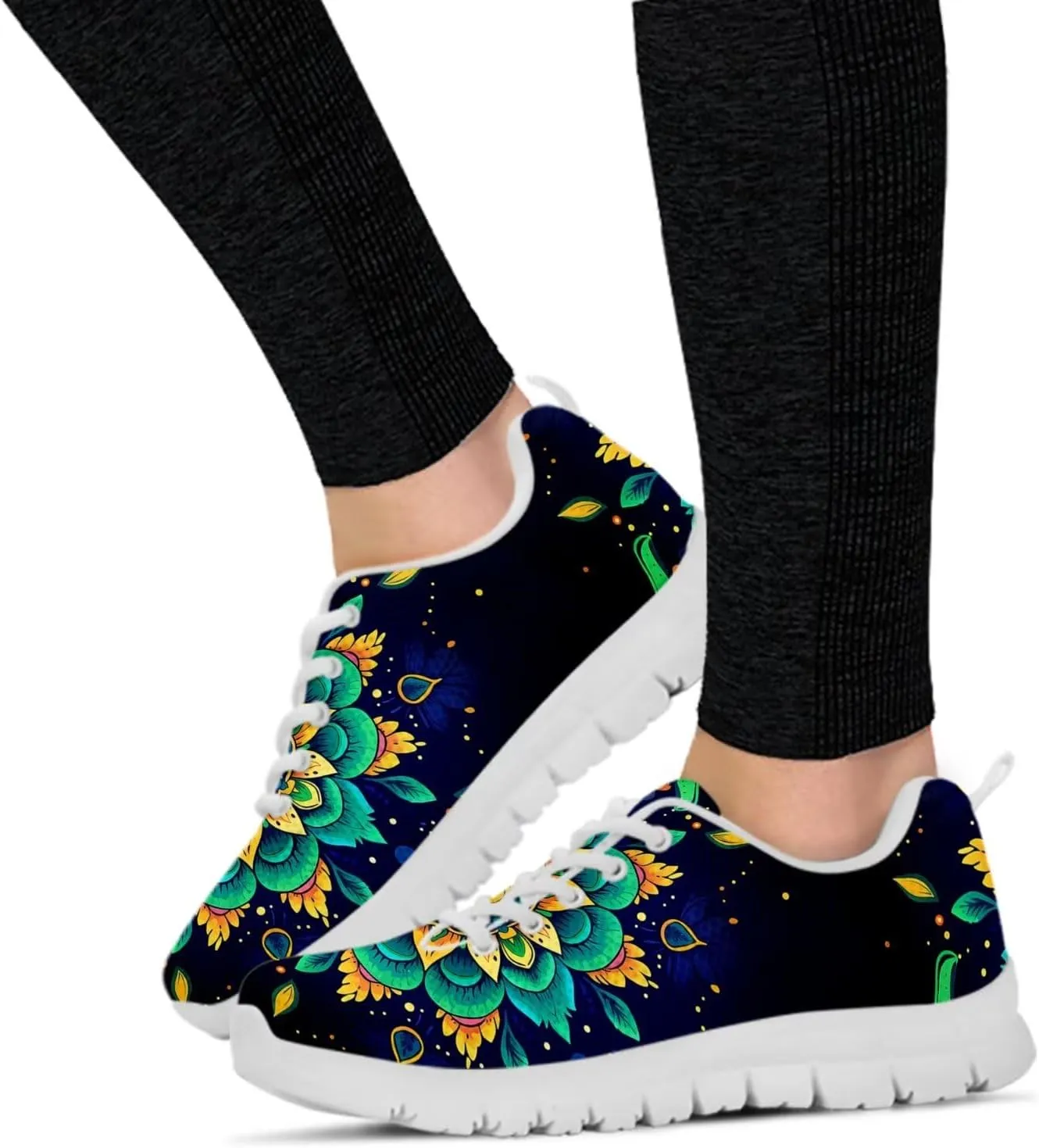 Jeiento Women Trainers Boho Mandala Walking Shoes Fashion Mesh Gym Sports Shoes Sneakers for Women