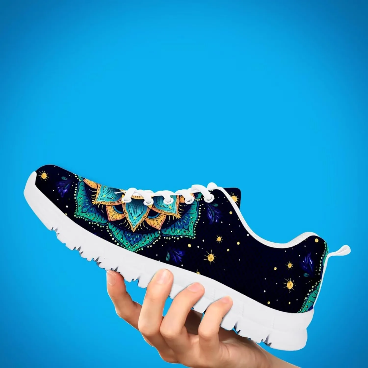 Jeiento Women Trainers Boho Mandala Walking Shoes Fashion Mesh Gym Sports Shoes Sneakers for Women