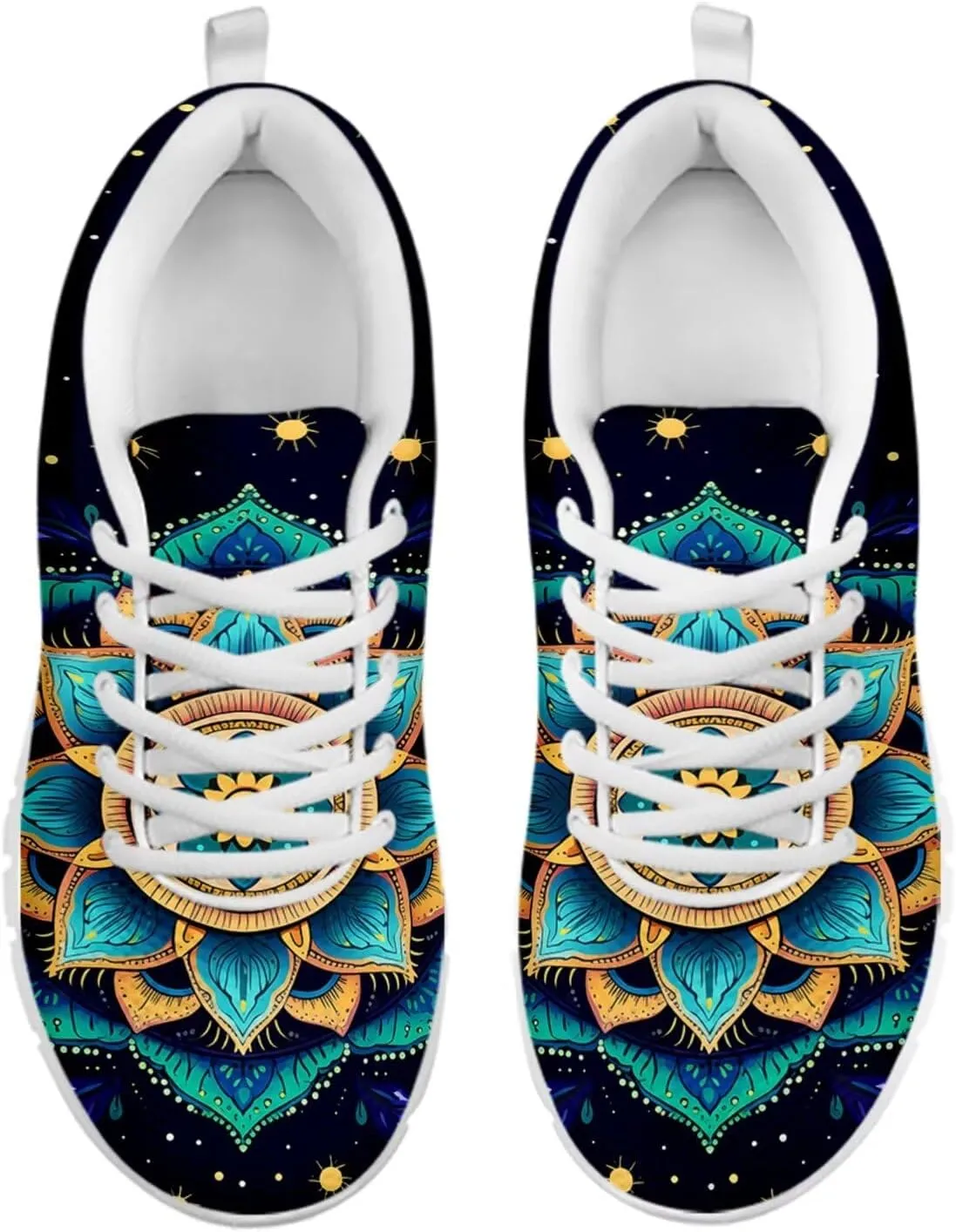 Jeiento Women Trainers Boho Mandala Walking Shoes Fashion Mesh Gym Sports Shoes Sneakers for Women