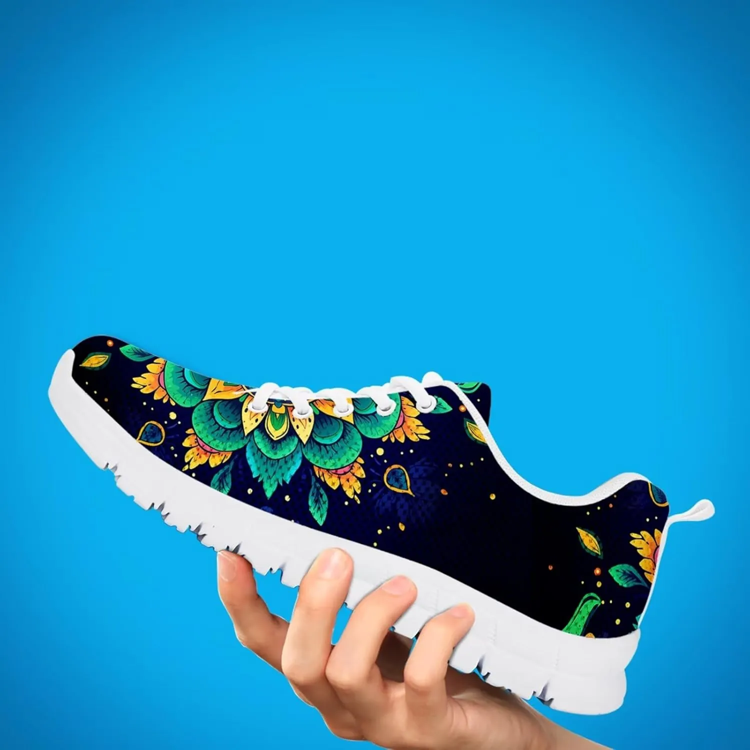 Jeiento Women Trainers Boho Mandala Walking Shoes Fashion Mesh Gym Sports Shoes Sneakers for Women