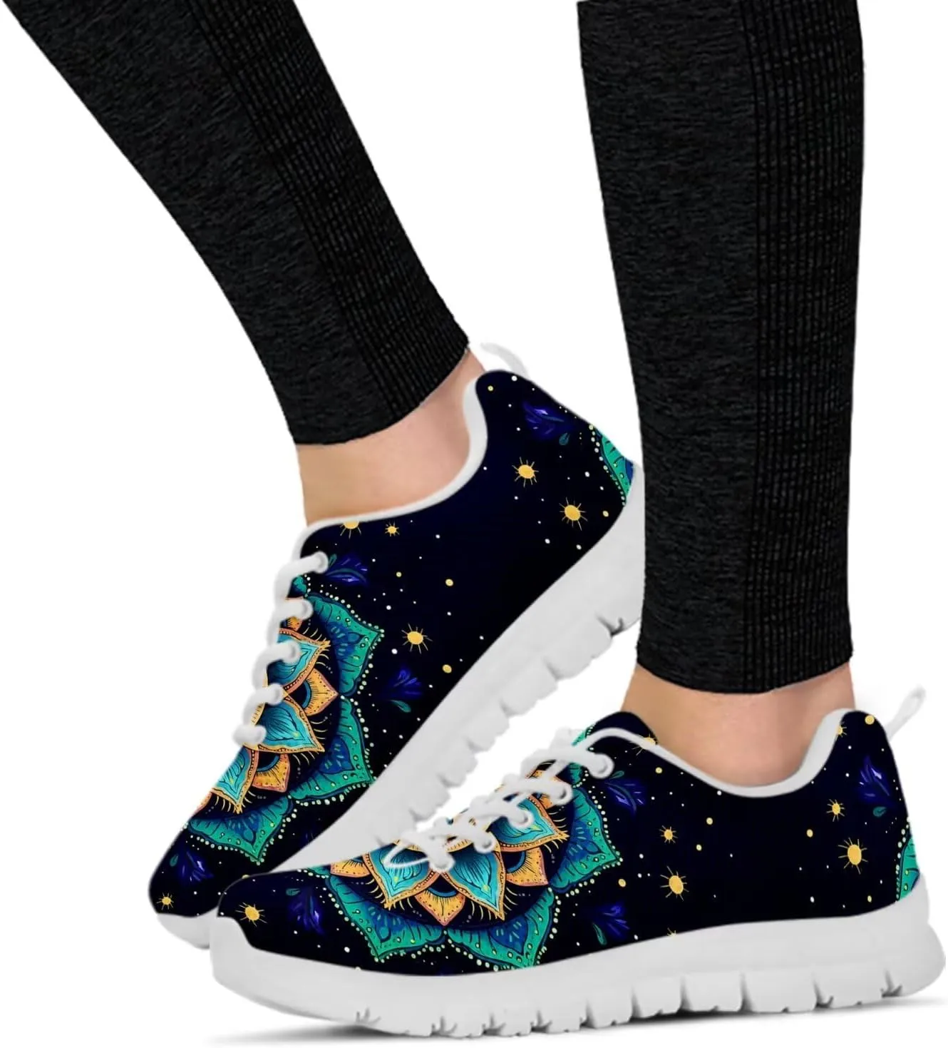 Jeiento Women Trainers Boho Mandala Walking Shoes Fashion Mesh Gym Sports Shoes Sneakers for Women