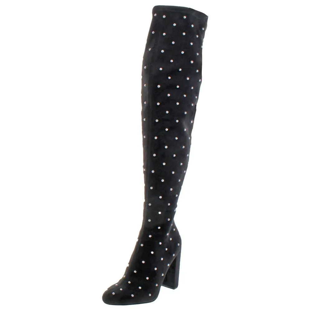 Jessica Simpson Women's Bressy Studded Microsuede Over The Knee Fashion Boots