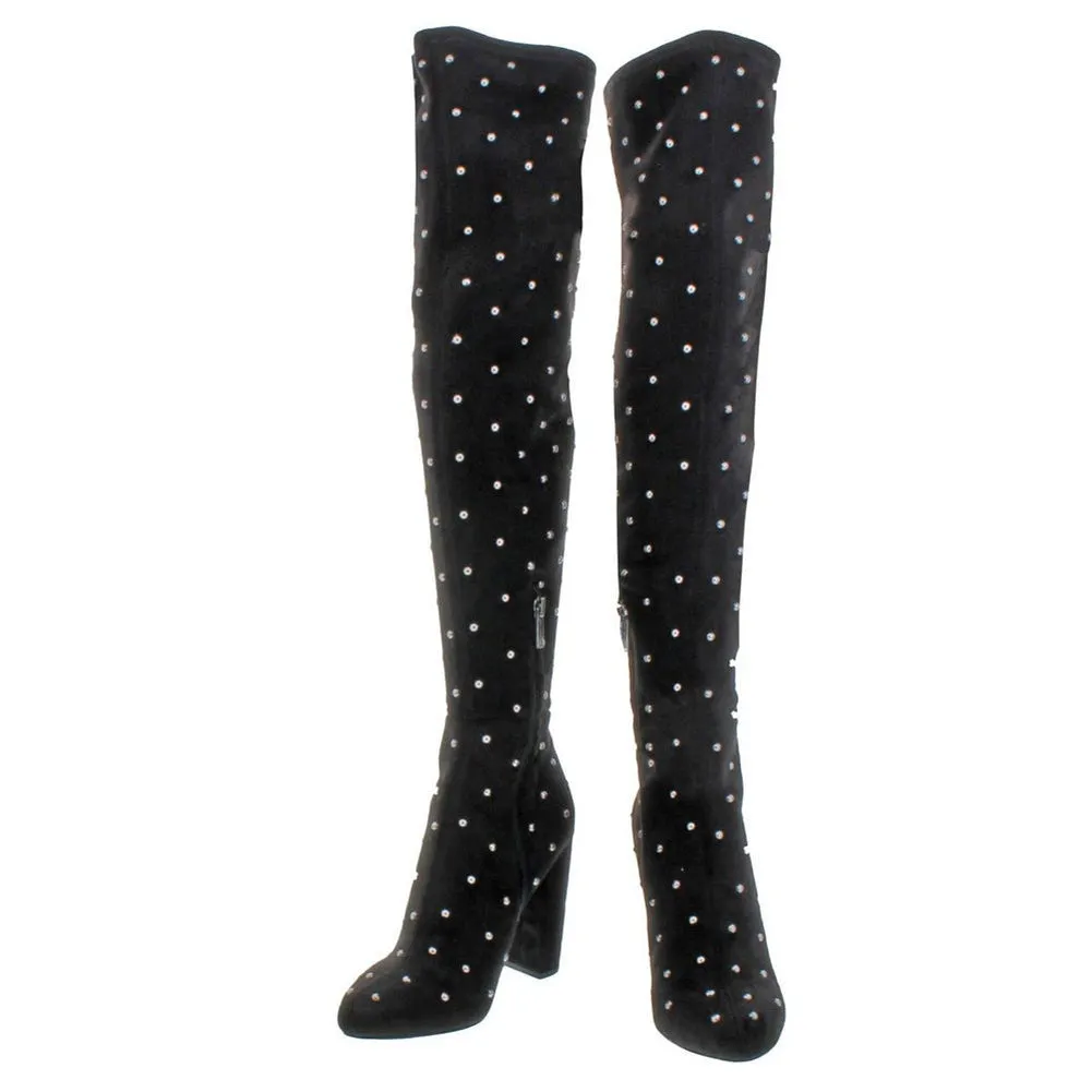 Jessica Simpson Women's Bressy Studded Microsuede Over The Knee Fashion Boots