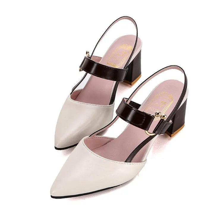 Joskaa 2024 Sandals Hollow Coarse Sandals High-Heeled Shallow Mouth Pointed Pumps Female Sexy High Heels Large Fashion Woman Shoes