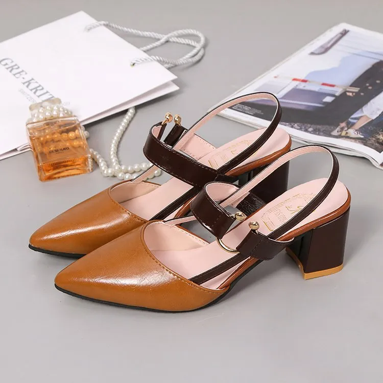 Joskaa 2024 Sandals Hollow Coarse Sandals High-Heeled Shallow Mouth Pointed Pumps Female Sexy High Heels Large Fashion Woman Shoes