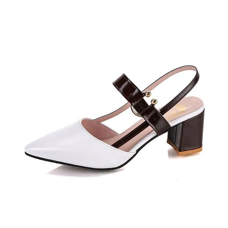 Joskaa 2024 Sandals Hollow Coarse Sandals High-Heeled Shallow Mouth Pointed Pumps Female Sexy High Heels Large Fashion Woman Shoes
