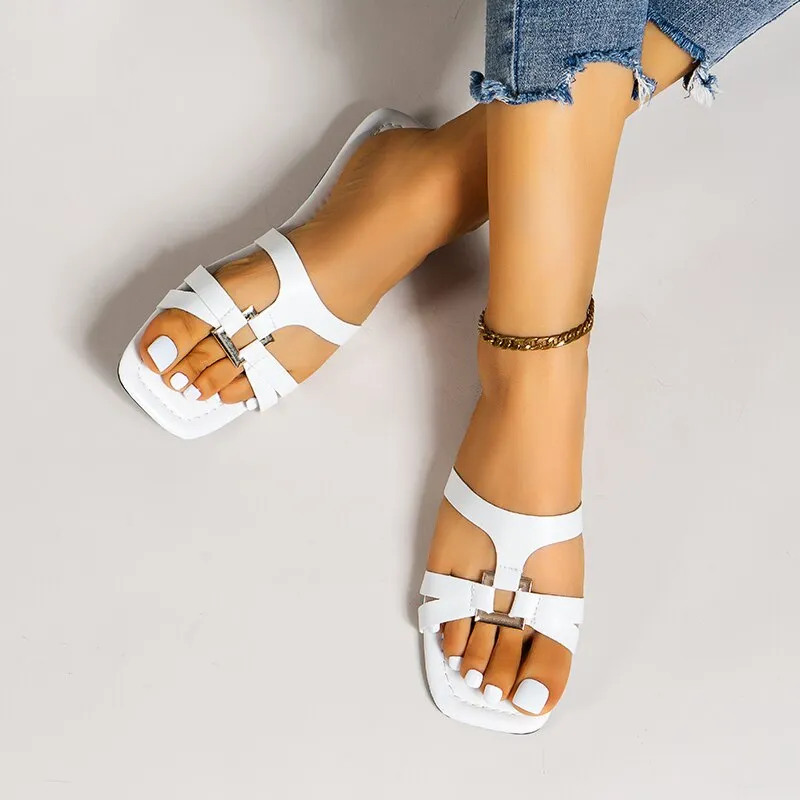 Joskaa Flip Flops Flats Women Sandals 2024 New Summer Slingback Slippers Party   Woman Shoes Open-Toe Designer Brand Casual Slides