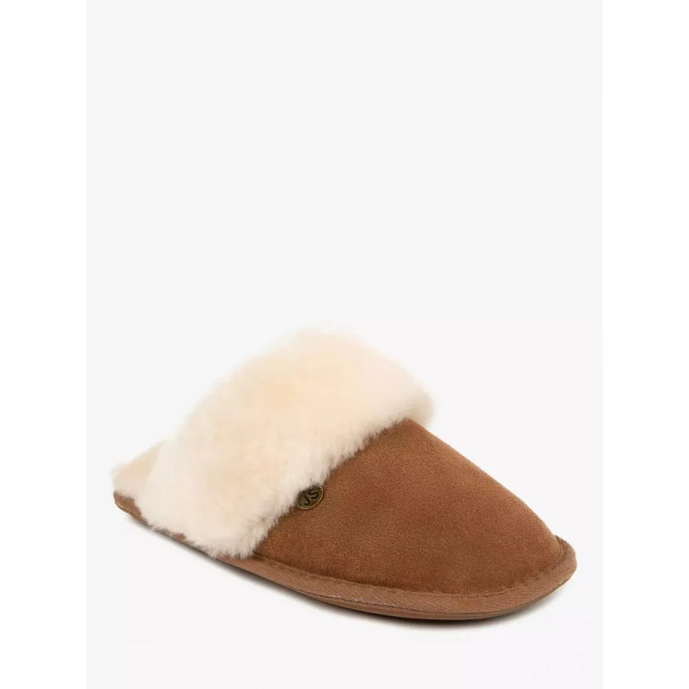 Just Sheepskin Duchess Mule Slippers in Chestnut