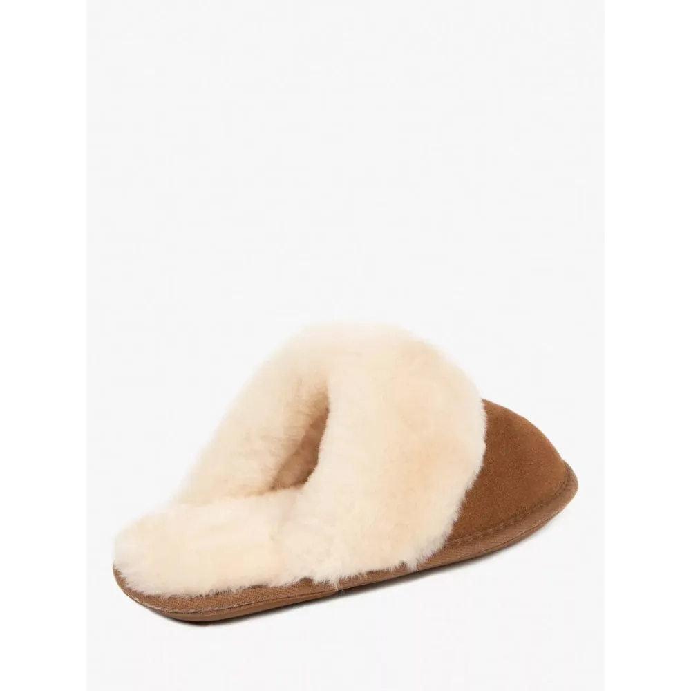 Just Sheepskin Duchess Mule Slippers in Chestnut
