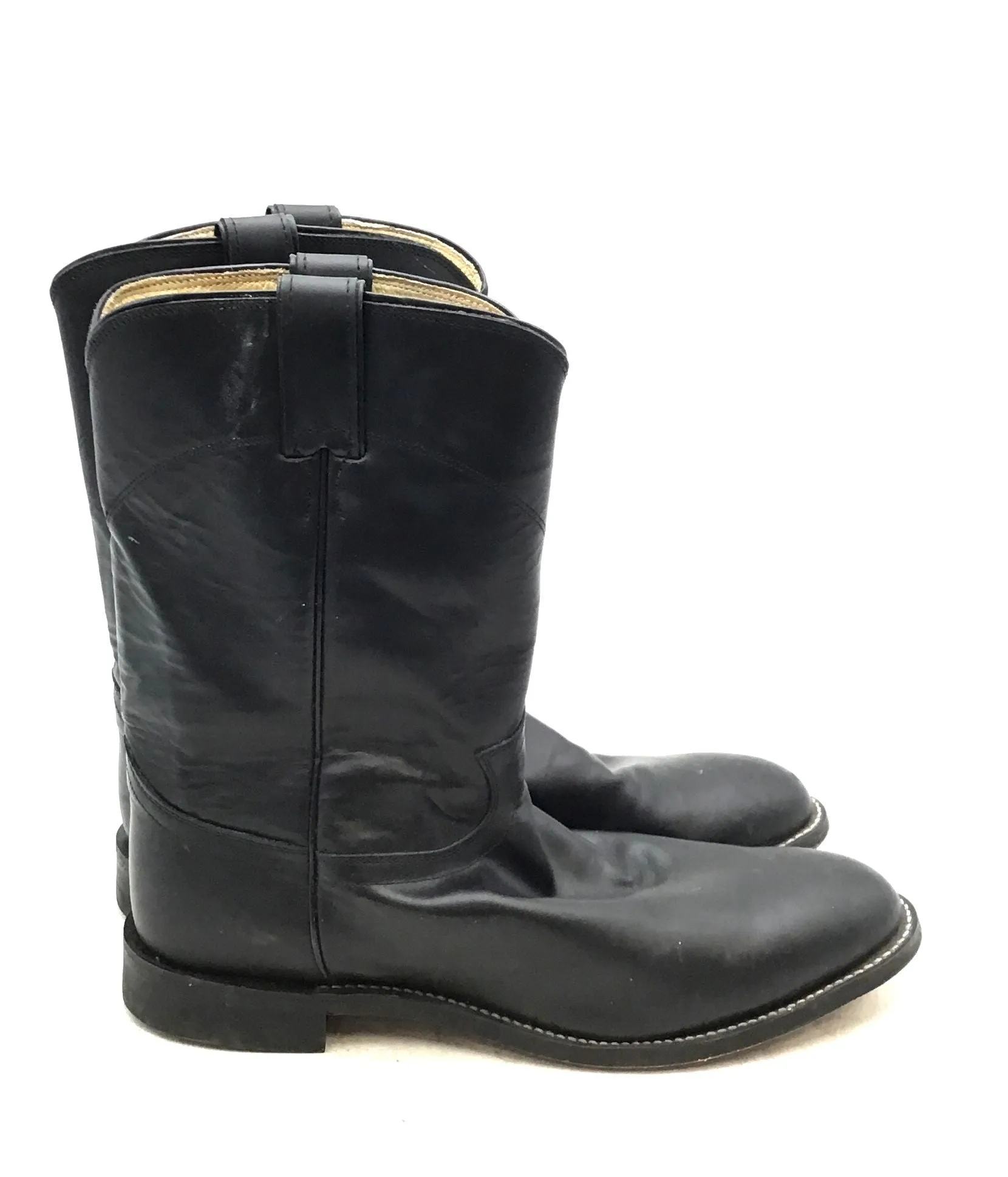 Justin Boots Men's Black Cowboy Western Boots - Size 10 D