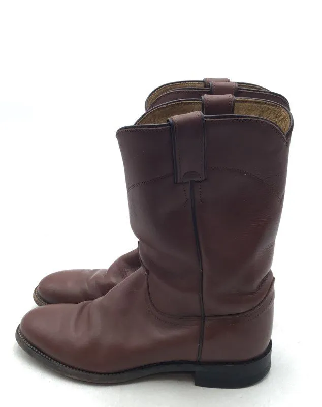 Justin Boots Men's Brown Leather Roper Cowboy Western Boots - Size 7D