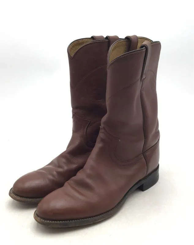 Justin Boots Men's Brown Leather Roper Cowboy Western Boots - Size 7D