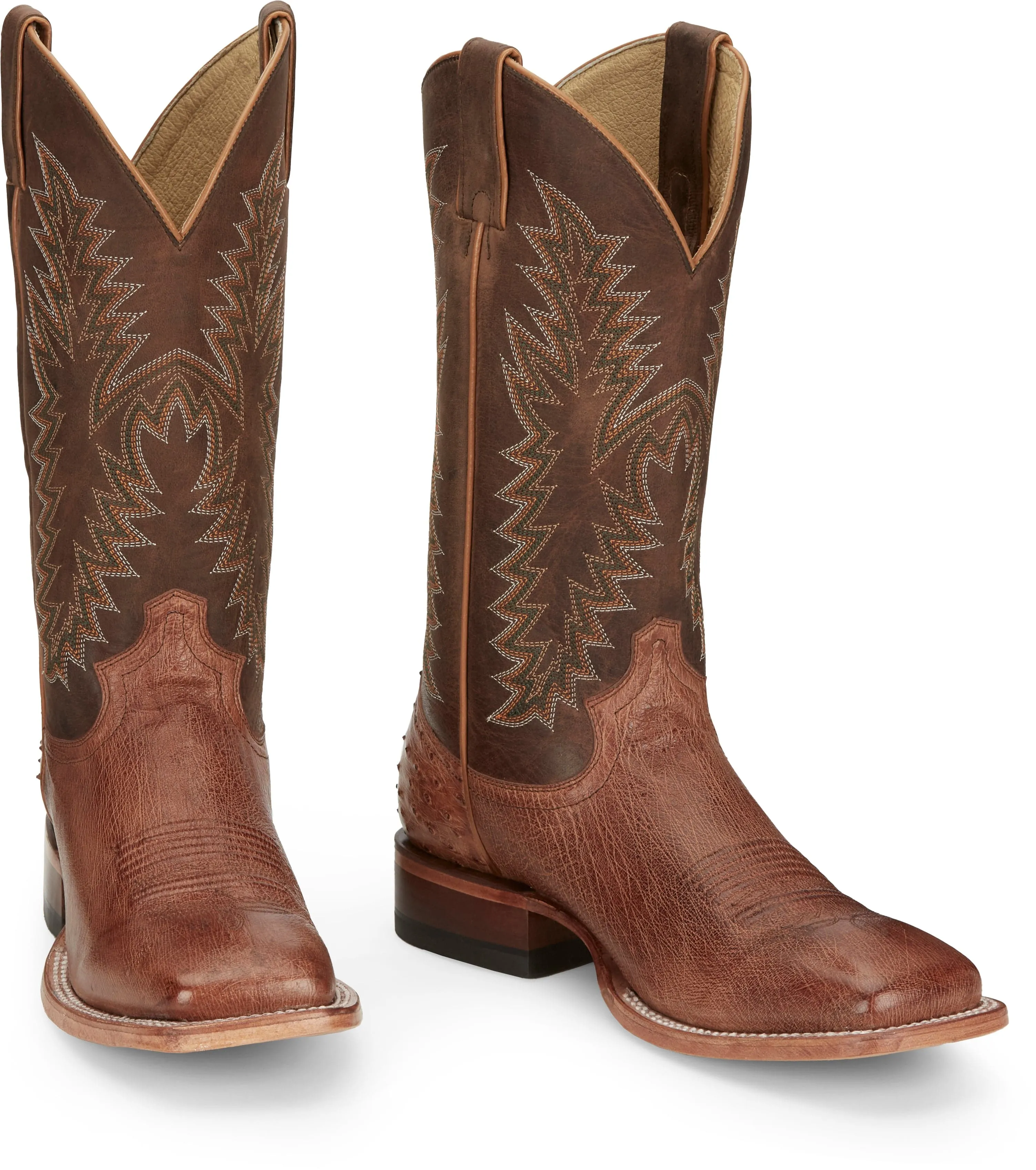 JUSTIN MEN'S BRECK COGNAC VINTAGE SMOOTH OSTRICH WESTERN BOOTS JE810