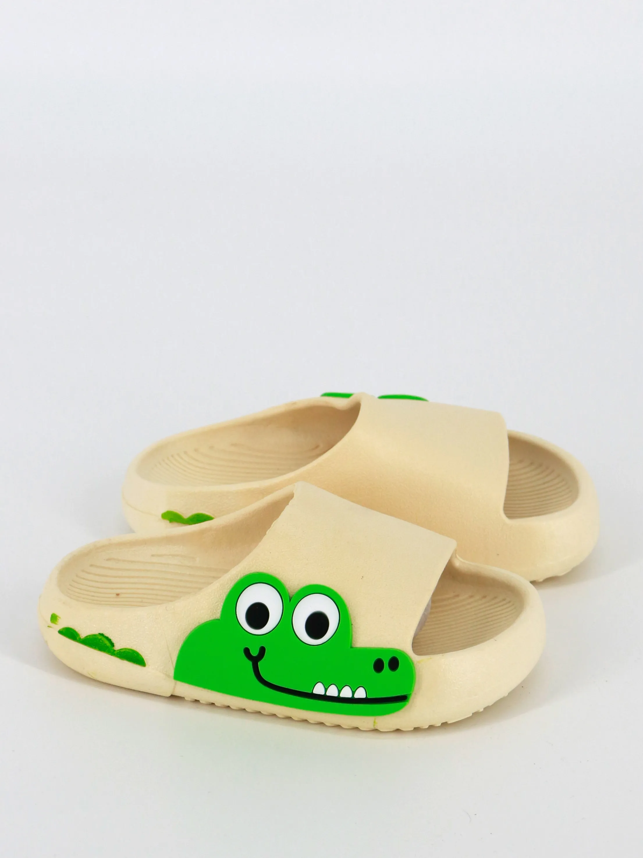 Kids Boy Cartoon Crocodile Slippers Shoes,Beige