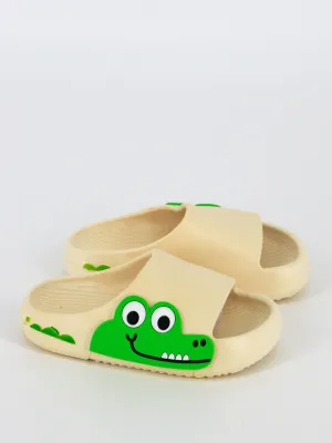 Kids Boy Cartoon Crocodile Slippers Shoes,Beige