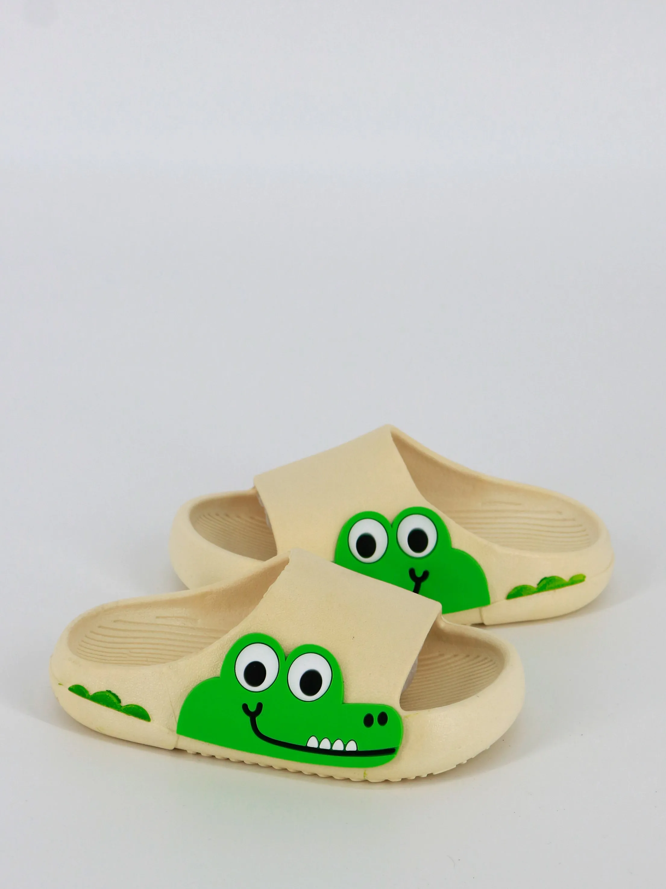 Kids Boy Cartoon Crocodile Slippers Shoes,Beige
