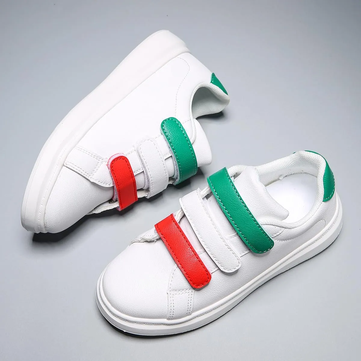 Kids Boys Girls Casual Sports Sneakers with Three Hook and Loop, Comfortable Wide Tennis Shoes for Running/Walking (Little Kid/Big Kid)