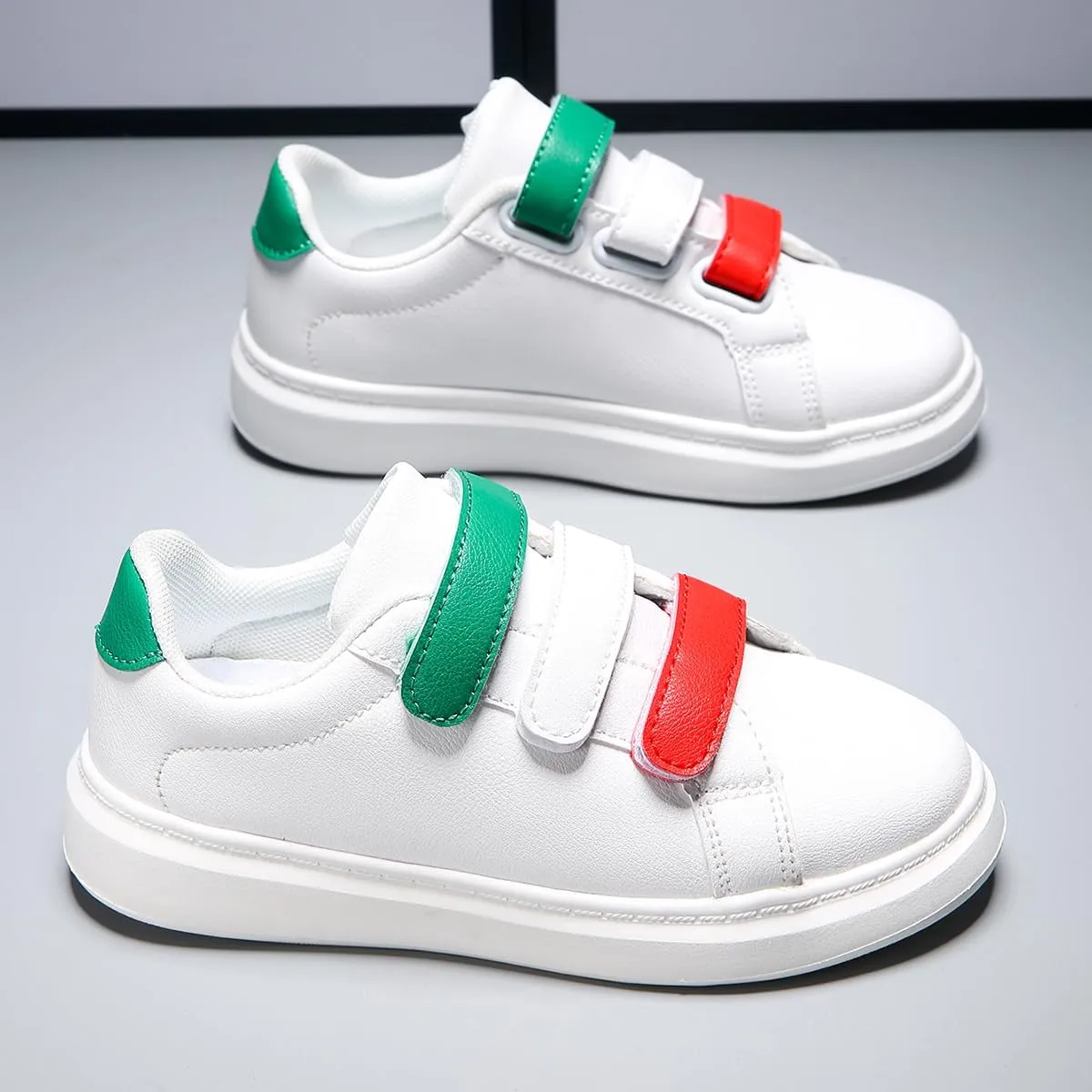 Kids Boys Girls Casual Sports Sneakers with Three Hook and Loop, Comfortable Wide Tennis Shoes for Running/Walking (Little Kid/Big Kid)