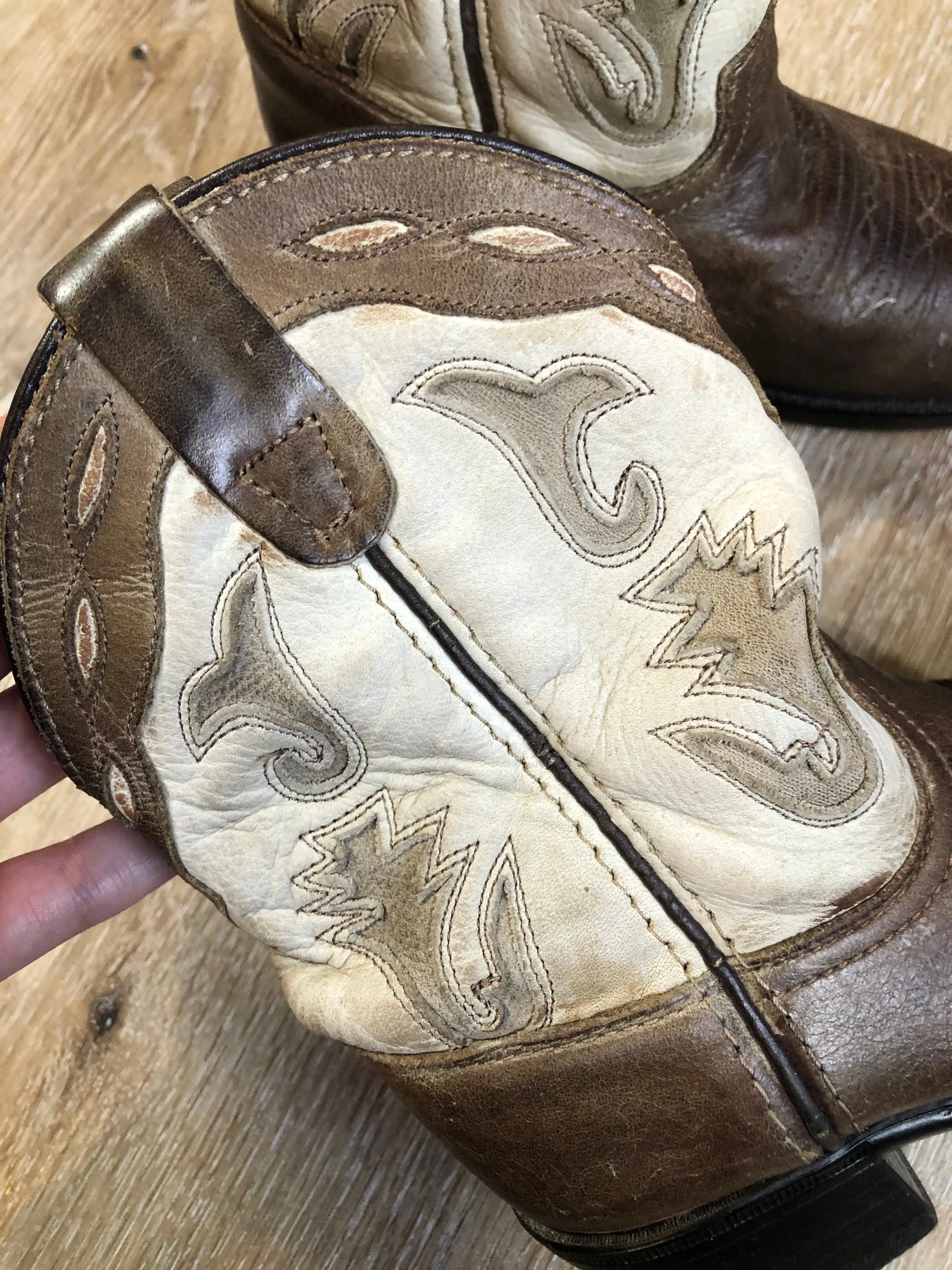 Kids Brown Leather and Suede Western Cowboy Boot SOLD