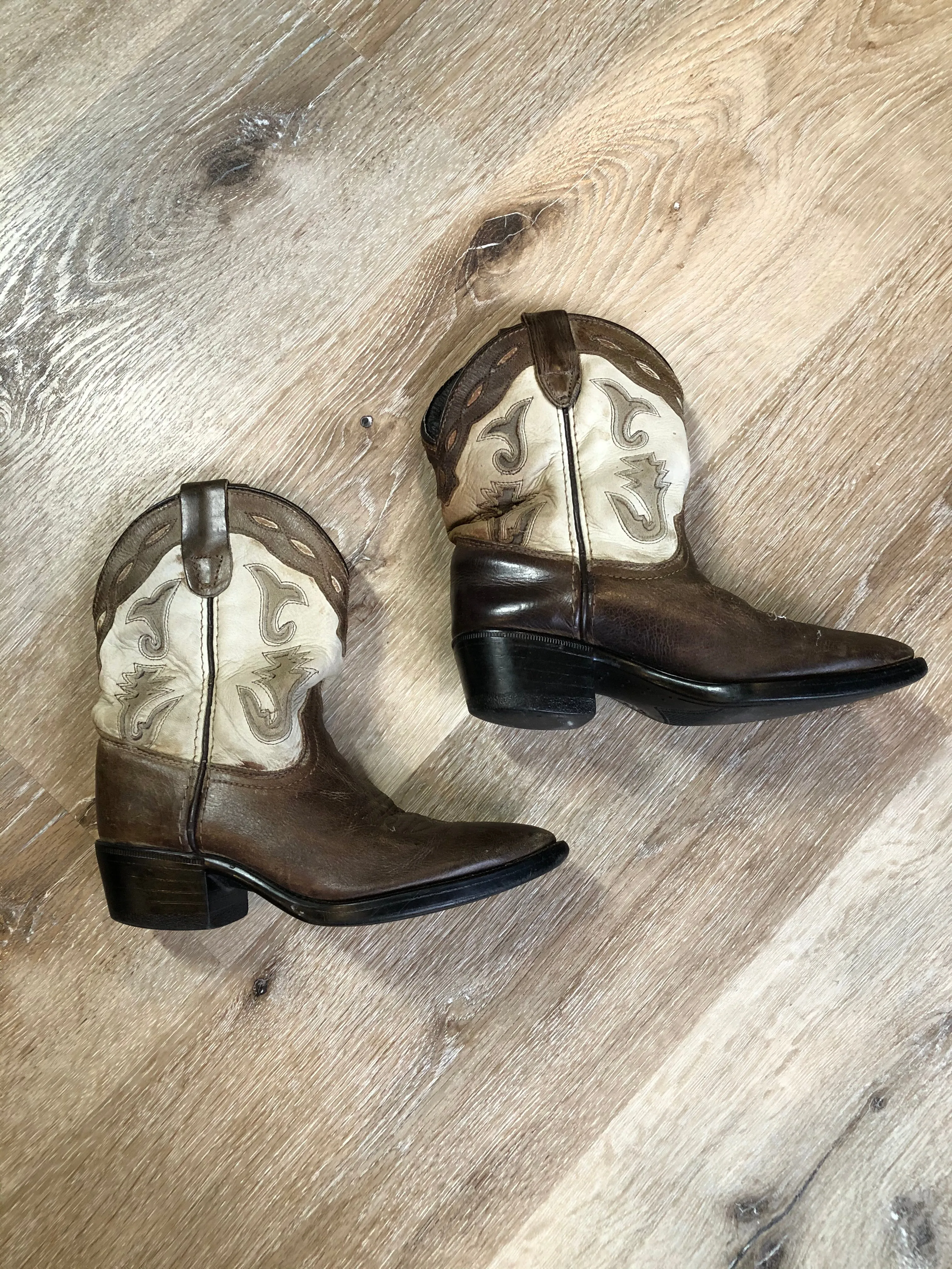 Kids Brown Leather and Suede Western Cowboy Boot SOLD