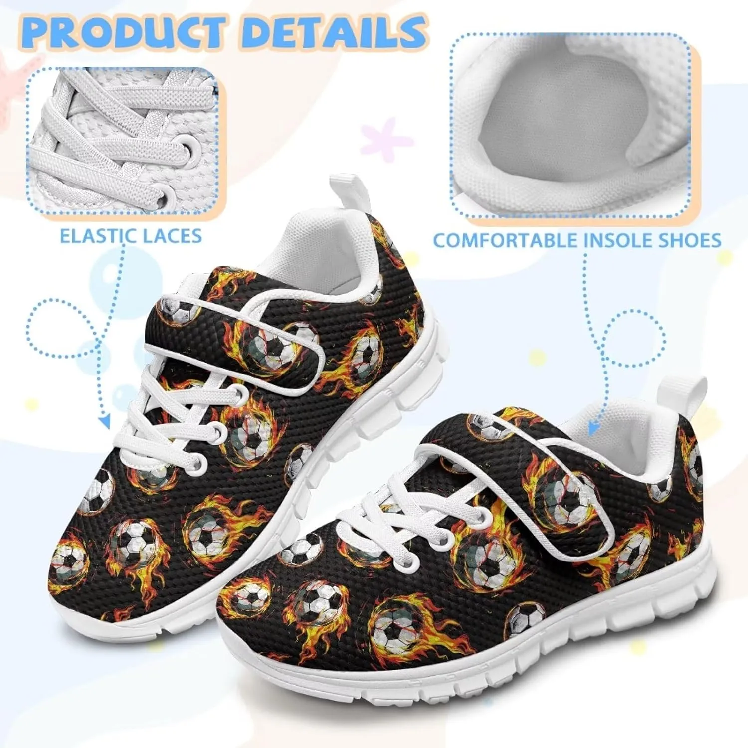 Kids Shoes Boys Girls Lightweight Non Slip Sports Running Sneakers with Strap Comfort Breathable Tennis Shoes US 11-15