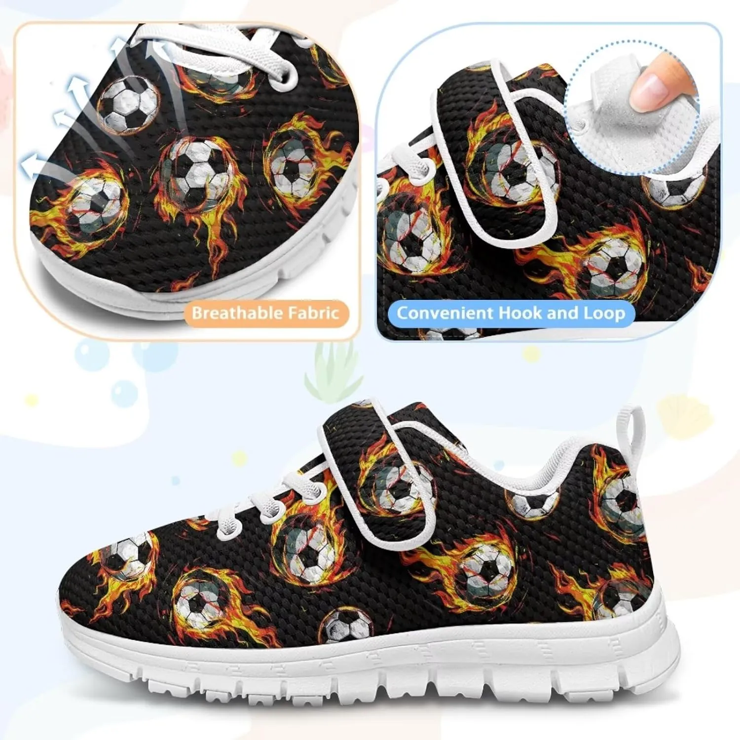 Kids Shoes Boys Girls Lightweight Non Slip Sports Running Sneakers with Strap Comfort Breathable Tennis Shoes US 11-15