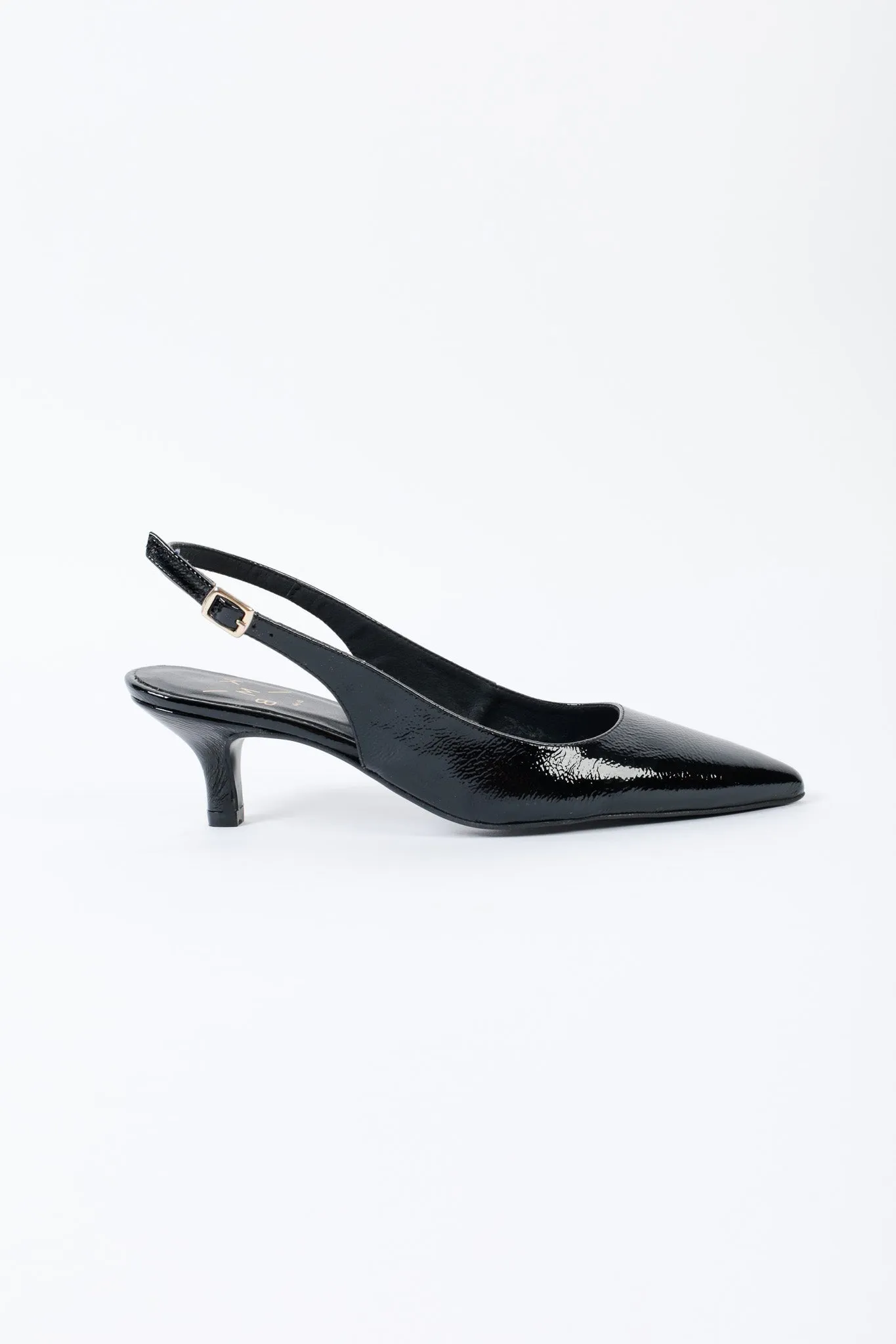 KITTEN BLACK-  Pointed toe slingback pumps