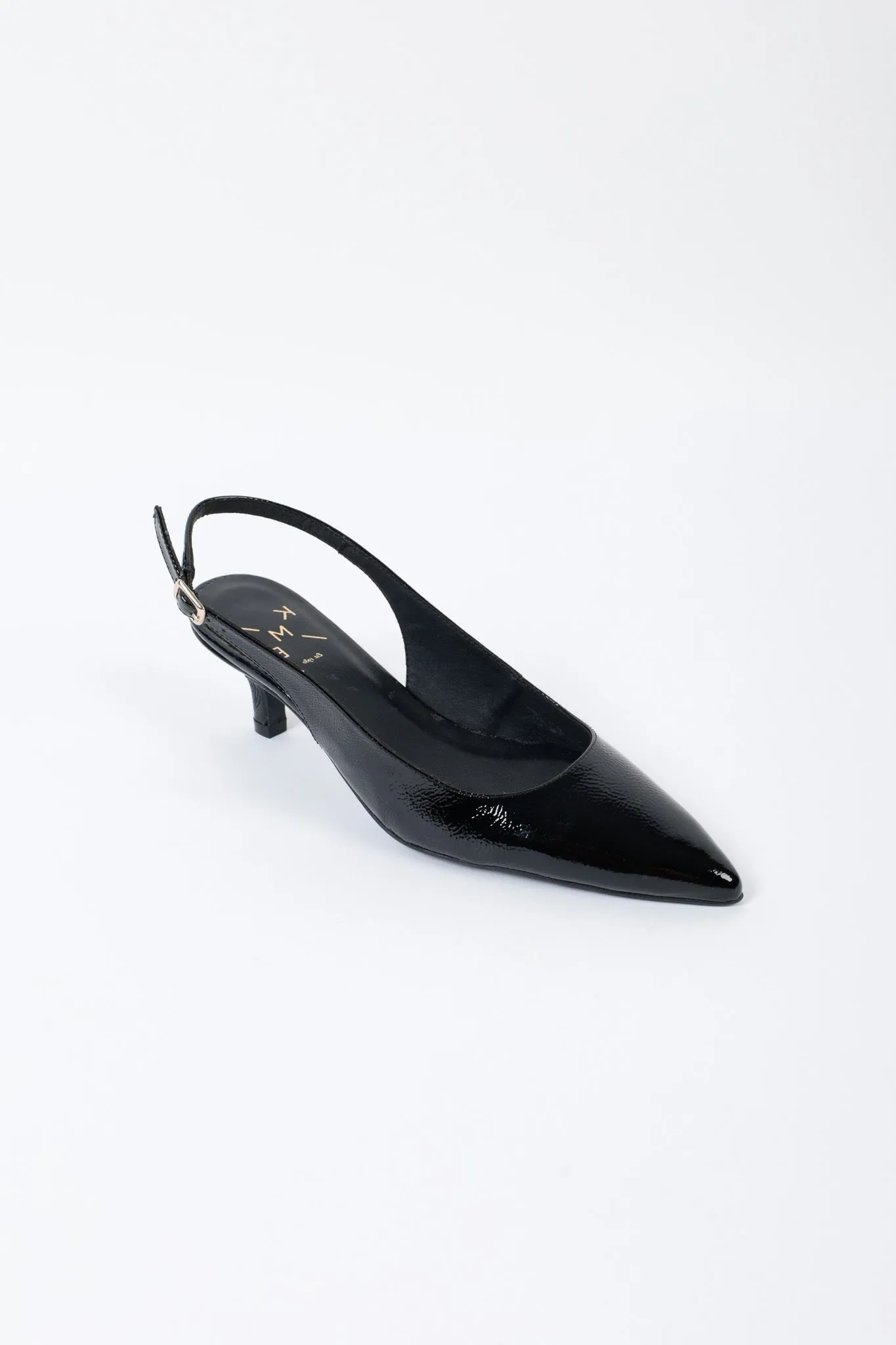 KITTEN BLACK-  Pointed toe slingback pumps