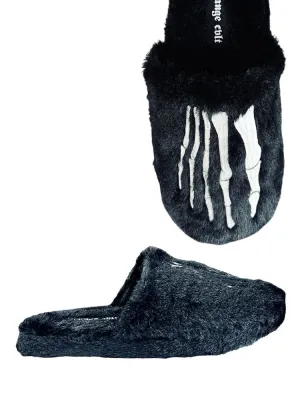 Kreepy Kozy Black/White Bones Slippers