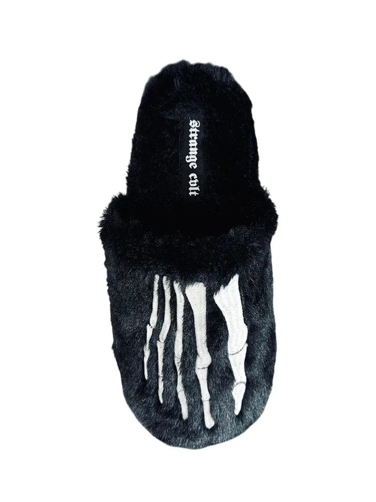 Kreepy Kozy Black/White Bones Slippers
