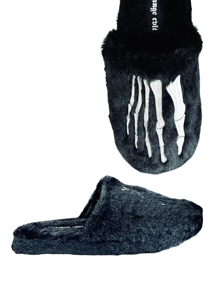 Kreepy Kozy Black/White Bones Slippers