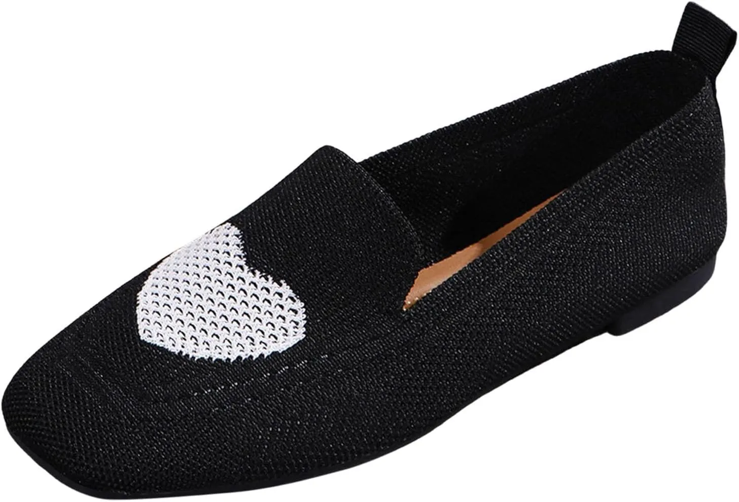 Ladies Casual Solid Color Love Mesh Breathable Fly Weave Shallow Mouth Flat Shoes Single Shoes Soybean Shoes Casual Shoes Arches Sandals