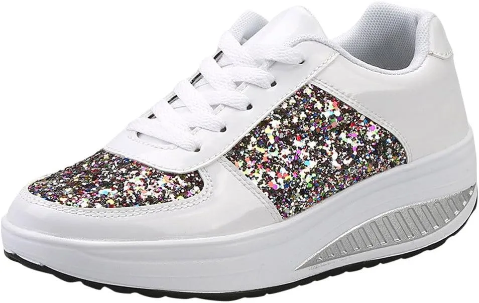 Ladies Girls Shoes Sport Sequins Wedges Shake Fashion Women's Lace up Water Shoes for Women