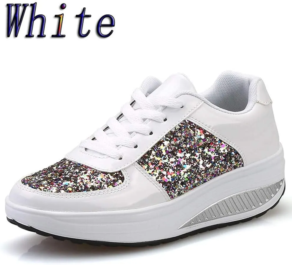 Ladies Girls Shoes Sport Sequins Wedges Shake Fashion Women's Lace up Water Shoes for Women