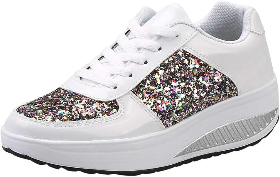Ladies Girls Shoes Sport Sequins Wedges Shake Fashion Women's Lace up Water Shoes for Women