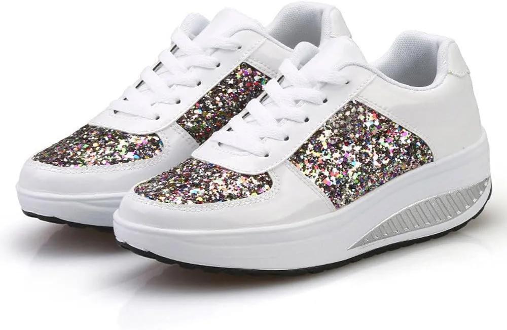 Ladies Girls Shoes Sport Sequins Wedges Shake Fashion Women's Lace up Water Shoes for Women